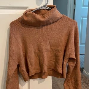 Crop turtleneck balloon sleeve sweater